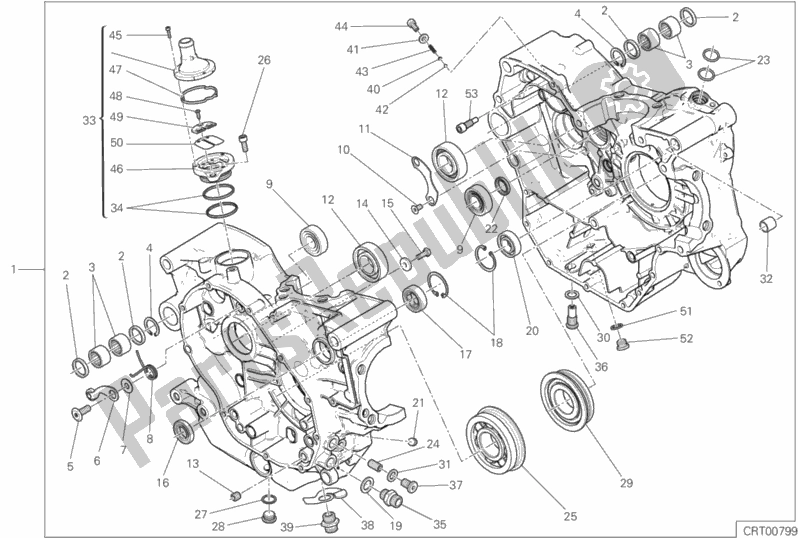 All parts for the 09a - Half-crankcases Pair of the Ducati Scrambler Icon Thailand USA 803 2019